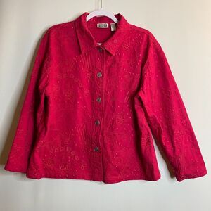Vintage Chicos Design Embroidered Pink Jacket Blazer Size 3(US XL/16)
